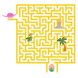 help dinosaur find path to nest labyrinth maze vector image