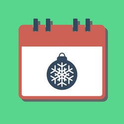 Calendar with xmas tree bauble flat style vector