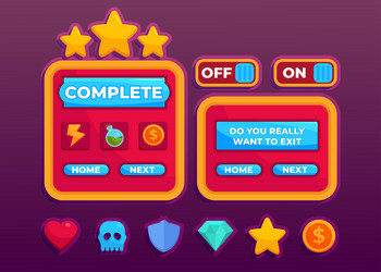 design for complete set of score button game vector image