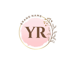 Elegant Floral Initial Logo Vector Image