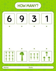 how many counting game with celery worksheet vector image