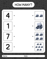 how many counting game with sock worksheet vector image