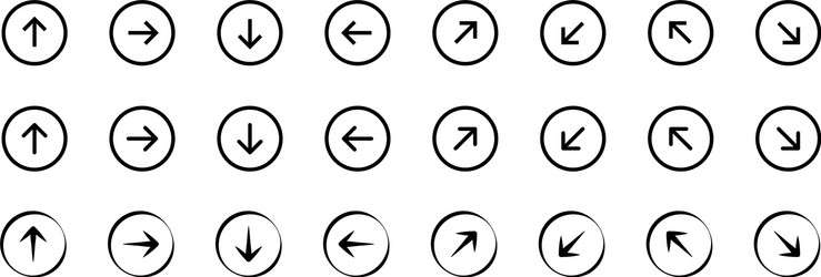 navigation arrow set isolated icon control button vector image
