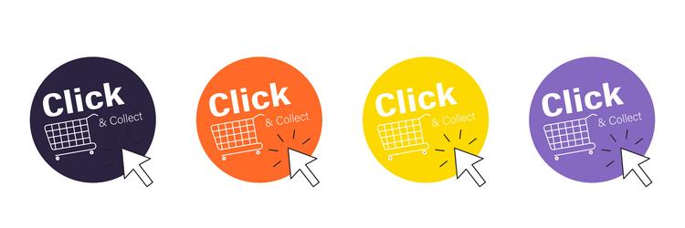 click and collect on speech bubbles set vector image