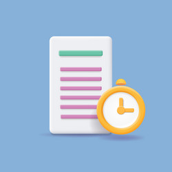 Document and clock icon paper file alarm vector