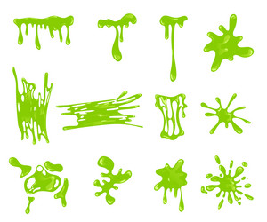 green slime splashes and blobs set vector image