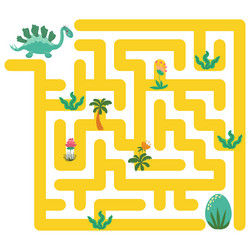 Help dinosaur find path to nest labyrinth maze vector