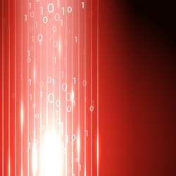Red background with stream of binary code vector