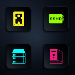 Set case of computer hard disk drive hdd server vector