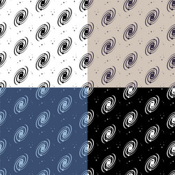 set of seamless patterns with schematic spiral vector image