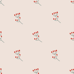 simple seamless pattern with rowan twig on beige vector image