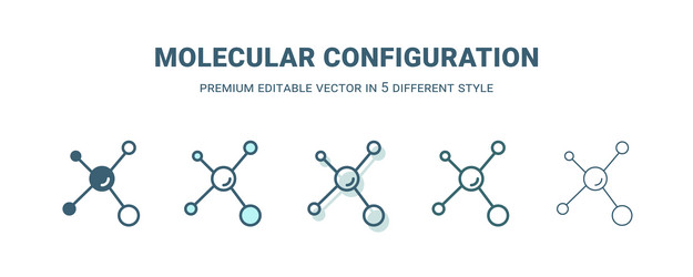 Molecular configuration icon in 5 different style vector