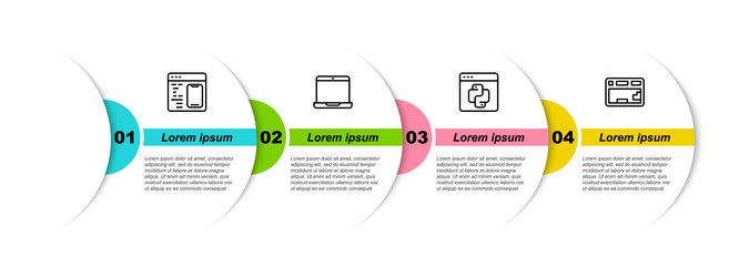 set line software laptop python programming vector image