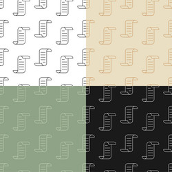 Set of seamless patterns with scroll paper icon vector