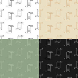 set of seamless patterns with scroll paper icon vector