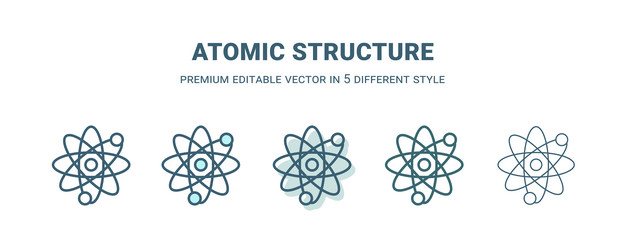 Atomic structure icon in 5 different style vector