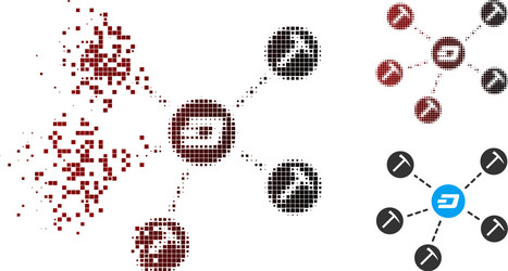 dust pixel halftone dash mining network icon vector image