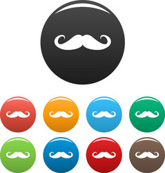heavy mustache icons set color vector image