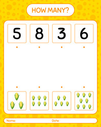 how many counting game with corn worksheet vector image