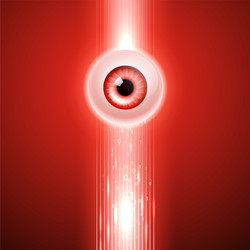 Red background with eye and binary code vector