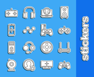 set line gamepad router and wi-fi signal create vector image