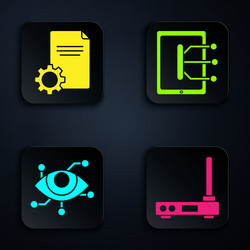 Set router and wi-fi signal file document vector