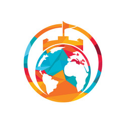 Castle globe logo design template Royalty Free Vector Image