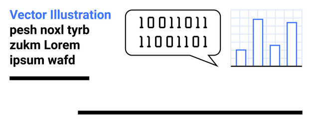 digital communication with binary code and bar vector image