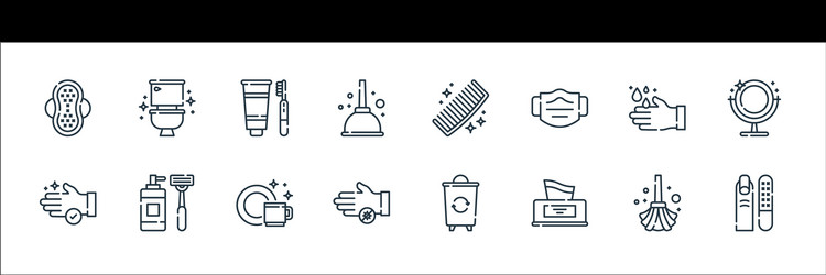 hygiene routine line icons linear set quality vector image