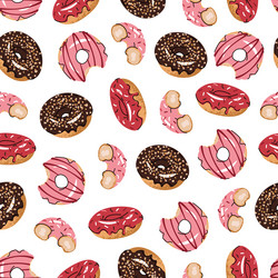 seamless pattern with glazed donuts repeating vector image