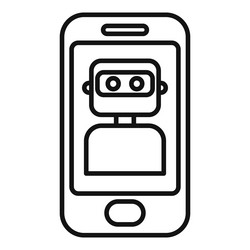 smartphone showing robot character chat bot icon vector image