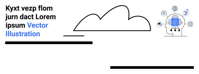 cloud computing and ai concept with neural network vector image