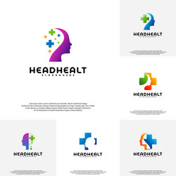 Collection head health logo template head vector