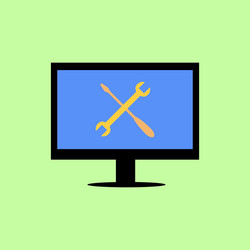 flat style computer with tools vector image