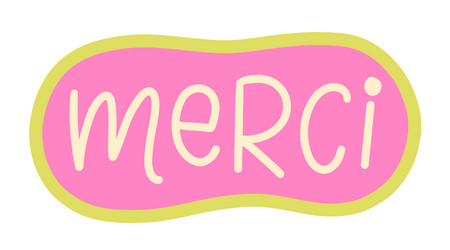 Merci speech bubble thank you cute pink sticker vector