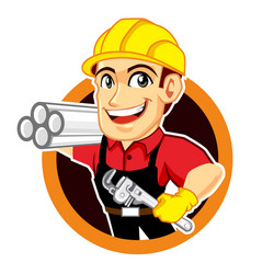 Friendly Plumber Mascot Logo Vector Image