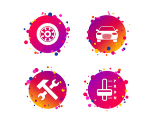 transport icons tachometer and repair tool vector