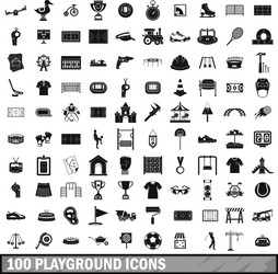 100 playground icons set simple style vector