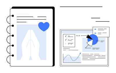 digital workflow with notebook and analytics vector image