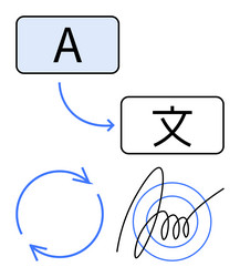 language translation process with arrows vector image