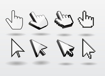 mouse pointer set computer cursor icon finger vector image