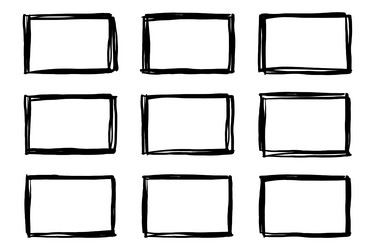 rectangle grunge set in sketch style on white vector image