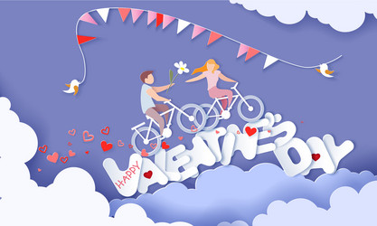 Valentines day card with couple in love heart vector