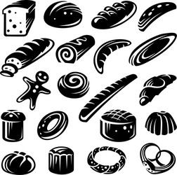 Bakery pastry icons set - bread donut cake Vector Image