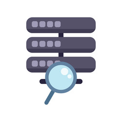 magnifying glass inspecting database server icon vector image