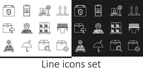 set line package box with check mark scale vector image
