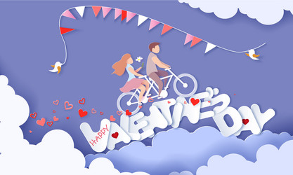 Valentines day card with couple in love heart vector