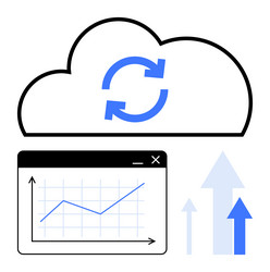 cloud sync with data analytics and growth in focus vector image
