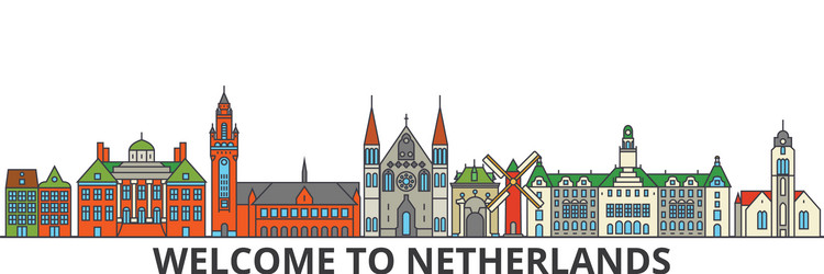 Dutch Skyline Outline Vector Image