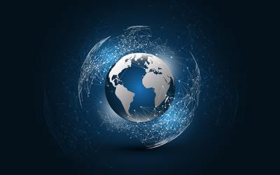 global network connection world map abstract vector image